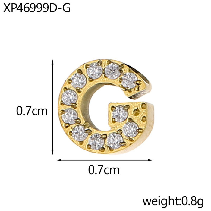 Hot Selling Micro Pave Full Diamond Piercing Stainless Steel Titanium Steel 26 Diamond Letter Accessories Single Pendant DIY Zircon Accessories
