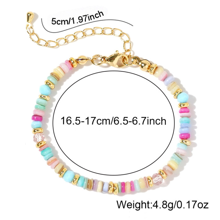 Hot-Selling Macron Color Series Bracelet Fashionable High-End Dopamine Bracelet Light Porcelain Blue Flat Bead Crysta...