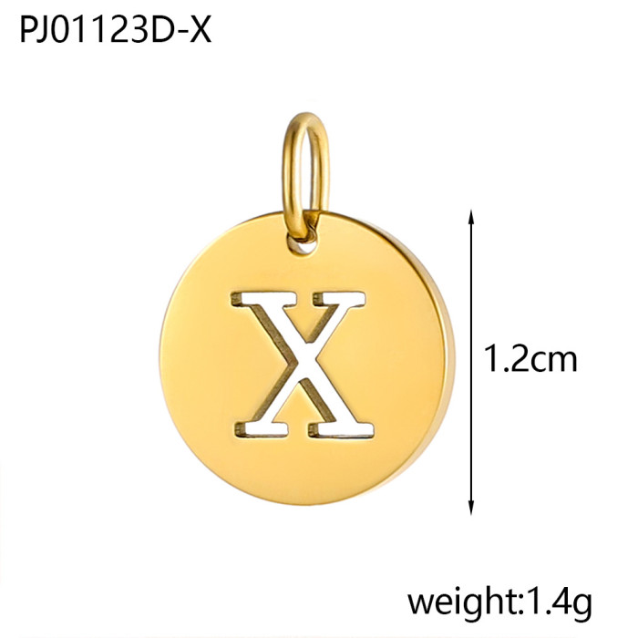 Baita Trendy Stainless Steel Round Plate 26 Letters Hollow Letters DIY Pendant Accessories Wholesale, Necklaces