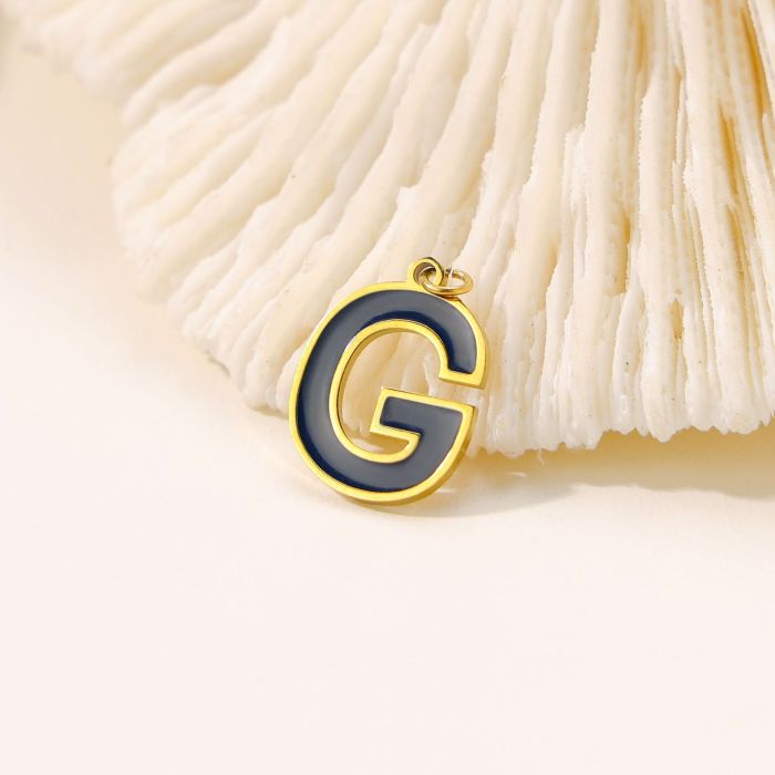European and American Hot-Selling New DIY Accessories Oil-Drip Colorful English A-Z Letter Plate Titanium Steel Pendant