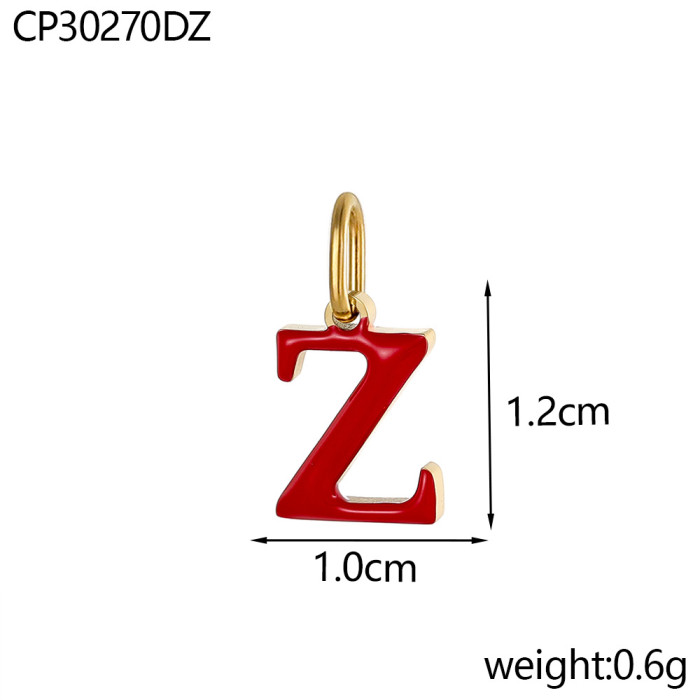 Hot-Selling Colorful 26 English Letter Pendant Oil Drop Stainless Steel Vacuum Electroplating Accessories DIY Accessories