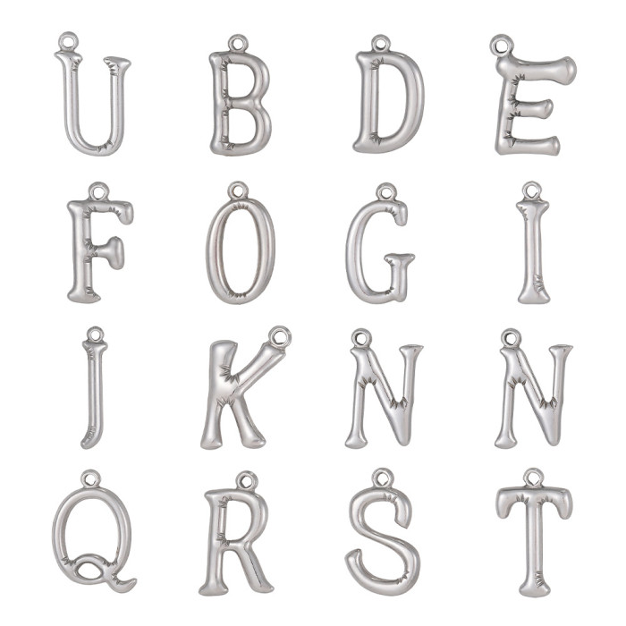 European and American Cross-Border Hot-Selling Fashion Simple Stainless Steel English Letter Necklace Pendant DIY Jewelry Accessories Wholesale