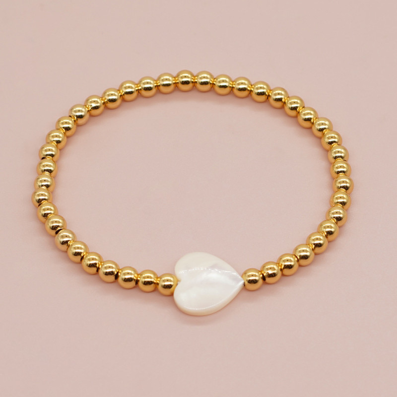 French Style Light Luxury Pearl Beaded Bracelet INS Gold Bead Color Retention Fashionable Women's Elastic Bracelet Wholesale