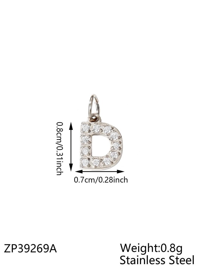 Micro Paved Full Diamond 26 Alphabet Double Circle Pendant Necklace Earrings Pendant Pendant Titanium Steel CNC Inlaid Diamond Zircon Alphabet