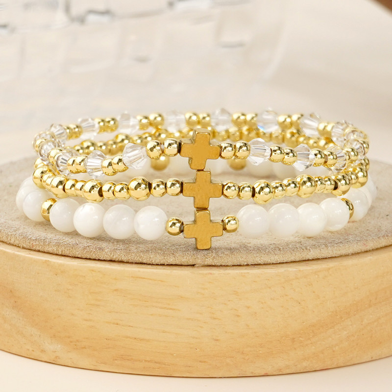 SHEIN Hot-Selling Creative Simple Elegant Women's CCB Fashion Light Luxury Party Style Shell Stone Copper Bead Bracelet