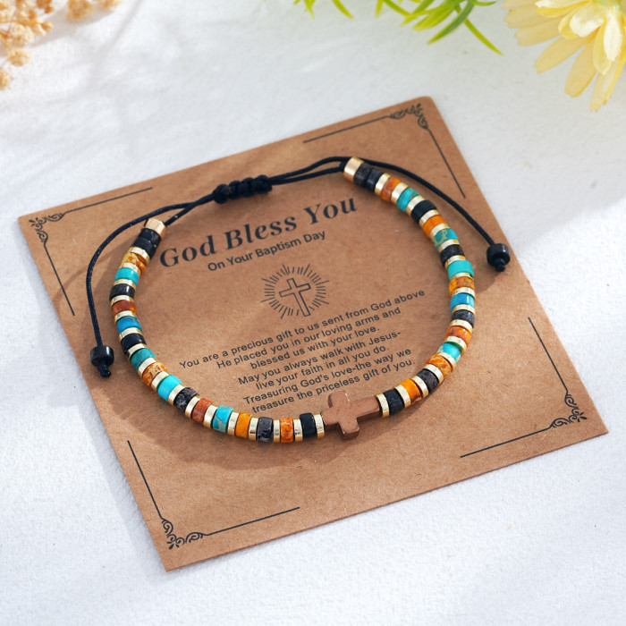 1688 Hot Sale Multicolor Beaded Cross Bracelet Trendy Jewelry Wholesale Best-Selling Item Preferred for Stocking