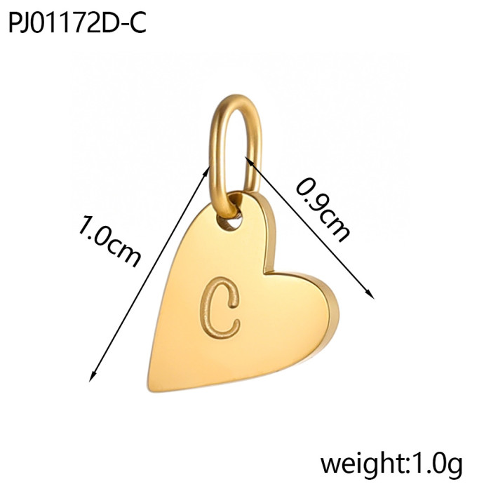 Amazon Cross-Border Hot-Selling Simple Smooth 14k Gold Heart 26 Letter Pendant Necklace Earrings Charms DIY Accessories