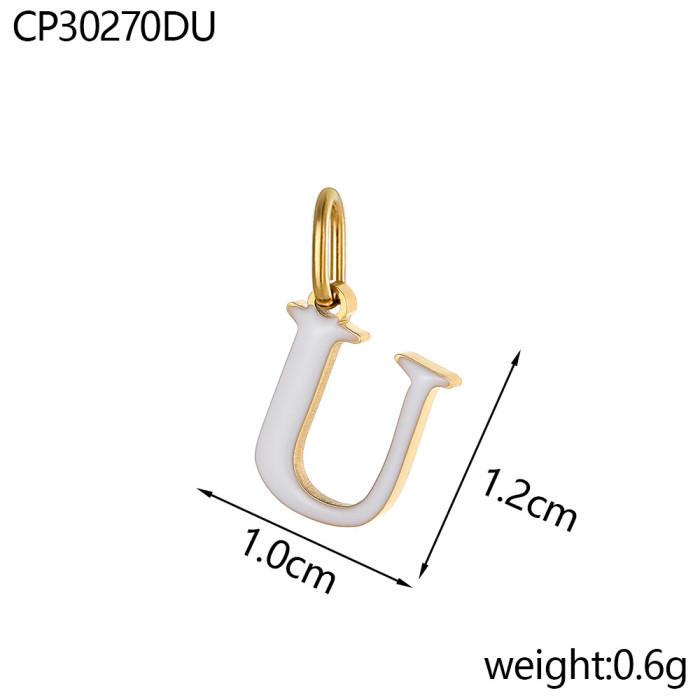 Hot-Selling Colorful 26 English Letter Pendant Oil Drop Stainless Steel Vacuum Electroplating Accessories DIY Accessories