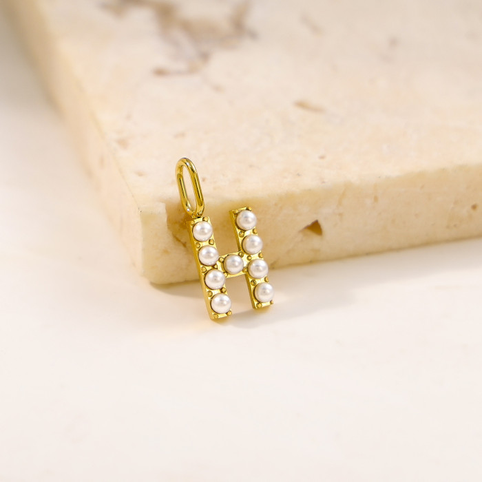 Cross-Border Hot Selling Stainless Steel Letter Inlaid Pearl Accessories Unique Niche Design Imitation Pearl Jewelry Wholesale