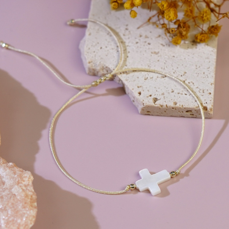 Niche Design Girly Heart Shell Cross Bracelet for Women Ins Style Simple Best Friend Bracelet Jewelry Wholesale