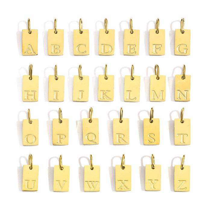 Cross-Border Fangpai 26 English Alphabet Pendant Accessories Titanium Steel Stainless Steel Vacuum Plated 14K 18K Gold DIY Jewelry