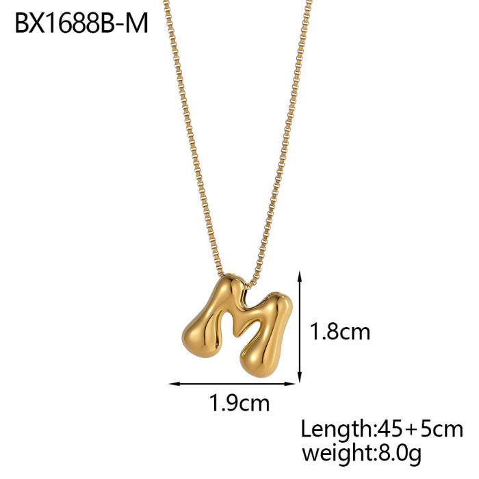 Amazon Hot-Selling Fashion Simple Niche Glossy Balloon Bubble 26 English Letters Elegant Versatile Necklace