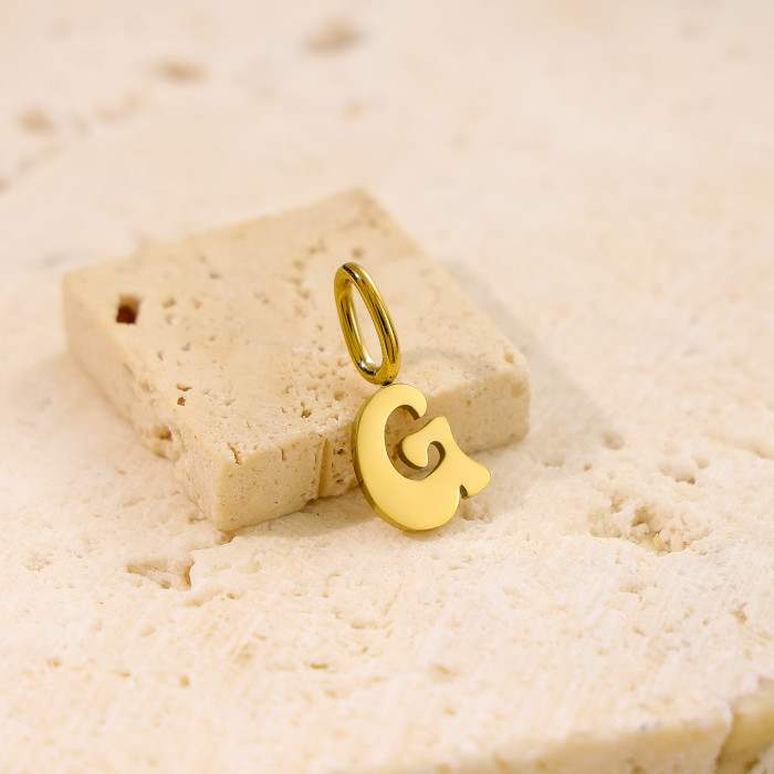 Cross-Border Amazon Stainless Steel 26 English Fat Body Letter Pendant Gold-Plated DIY Necklace Earring Accessories Wholesale