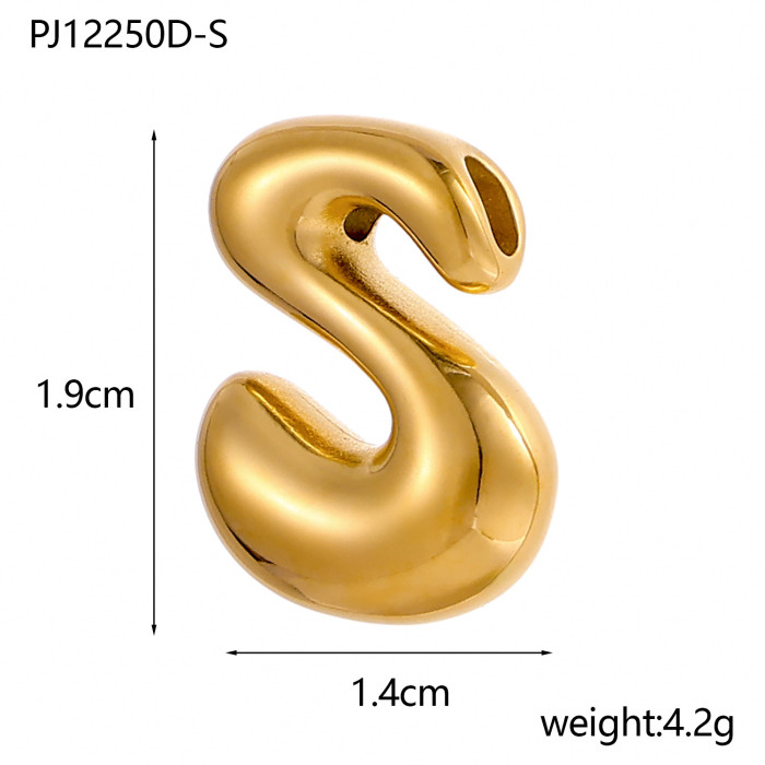 Cross-Border Golden Glossy Balloon Bubble Chubby Q Version Cute DIY 26 English Alphabet Pendant Necklace Accessories