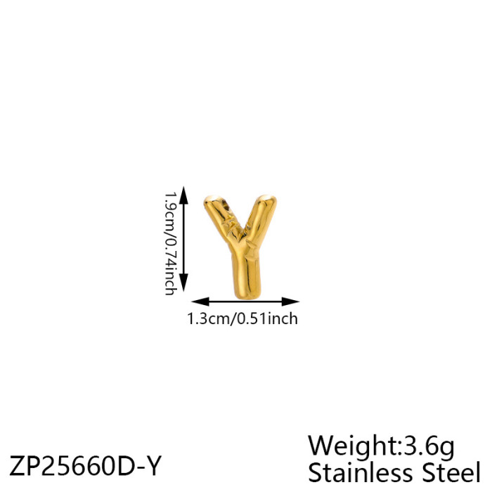 New Stainless Steel Chubby Bubble Letters DIY 26 Letter Accessories Pendant Jewelry Wholesale, Necklaces