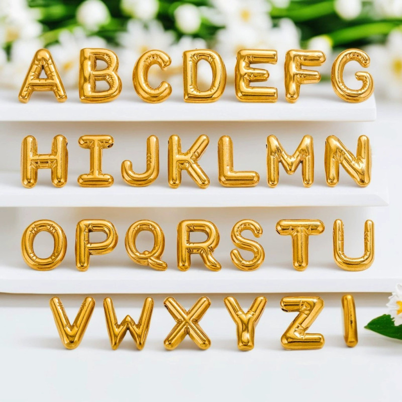 Cross-Border New Stainless Steel Chubby Bubble Letters DIY 26 Letter Accessories Pendant Jewelry Wholesale
