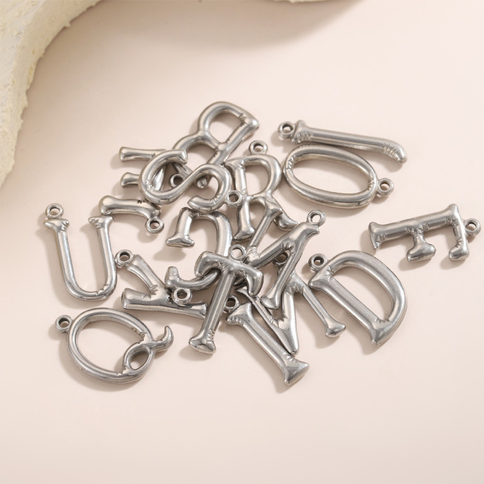 European and American Cross-Border Hot-Selling Fashion Simple Stainless Steel English Letter Necklace Pendant DIY Jewelry Accessories Wholesale