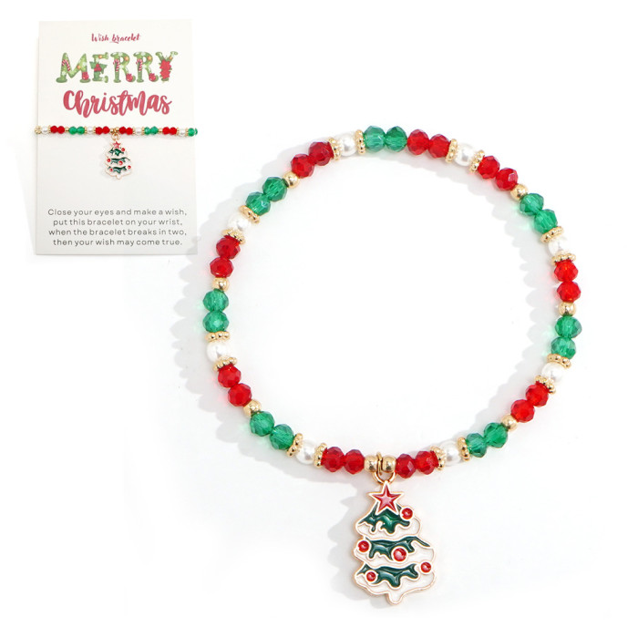 Christmas Series Soft Clay Bracelet Santa Claus Reindeer Bell Christmas Tree Bracelet Set Factory Direct Sale