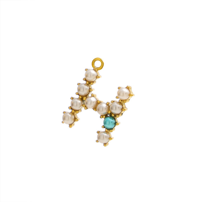 Cross-Border New Style Shell Pearl 26 English Alphabet Pendant Accessories Necklace Earrings Titanium Steel Vacuum Electroplating Non-Fading
