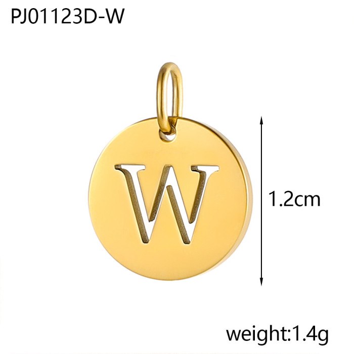 Baita Trendy Stainless Steel Round Plate 26 Letters Hollow Letters DIY Pendant Accessories Wholesale, Necklaces