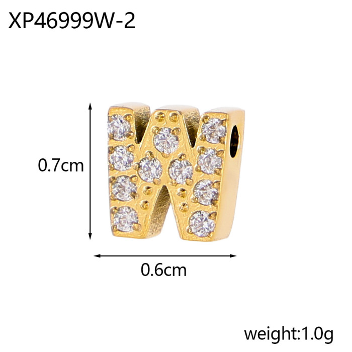 Hot Selling Micro Pave Full Diamond Piercing Stainless Steel Titanium Steel 26 Diamond Letter Accessories Single Pendant DIY Zircon Accessories