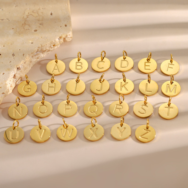 European and American Cross-Border Hot Selling Stainless Steel Letter Accessories A-Z Initial Pendant Handmade DIY Letter Accessories Jewelry Wholesale