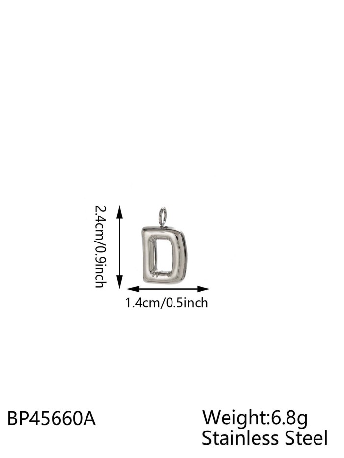 Hot-Selling Fashion Stainless Steel Chubby Bubble Steel Color 26 Letters New Playful Design Letter Accessories, Jewelry