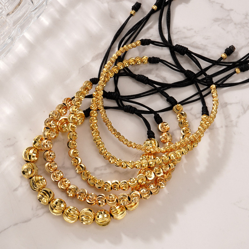 European and American Fashion Domineering High-end Gold Bead Bracelet Personalized Design Stackable Style Unisex Cross-border Hot-selling
