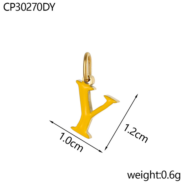 Hot-Selling Colorful 26 English Letter Pendant Oil Drop Stainless Steel Vacuum Electroplating Accessories DIY Accessories