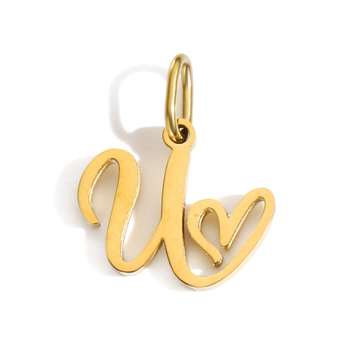 Hot-Selling Fashion Simple 26 Letters Versatile Stainless Steel DIY Necklace Pendant Accessories Jewelry Wholesale