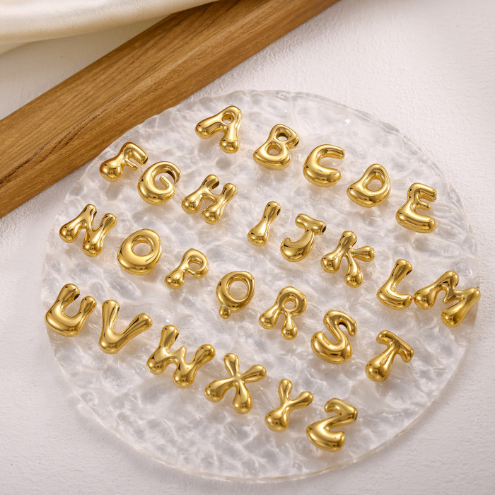Cross-Border Golden Glossy Balloon Bubble Chubby Q Version Cute DIY 26 English Alphabet Pendant Necklace Accessories