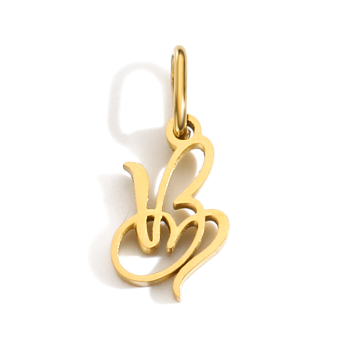 Hot-Selling Fashion Simple 26 Letters Versatile Stainless Steel DIY Necklace Pendant Accessories Jewelry Wholesale