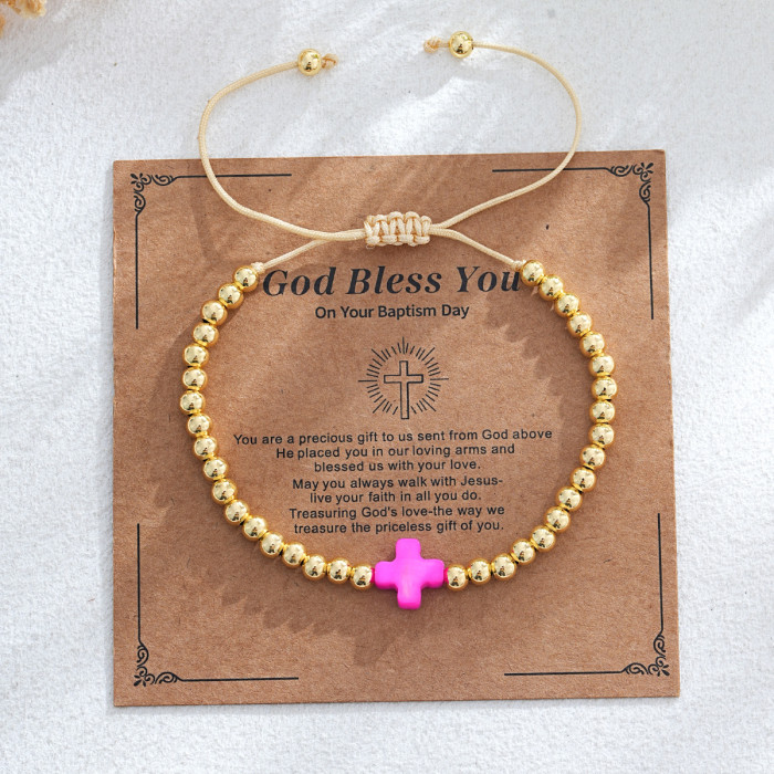 2025 New Niche Design Shell Cross Beaded Bracelet European and American Style Adjustable Women's Bracelet Cross-Border