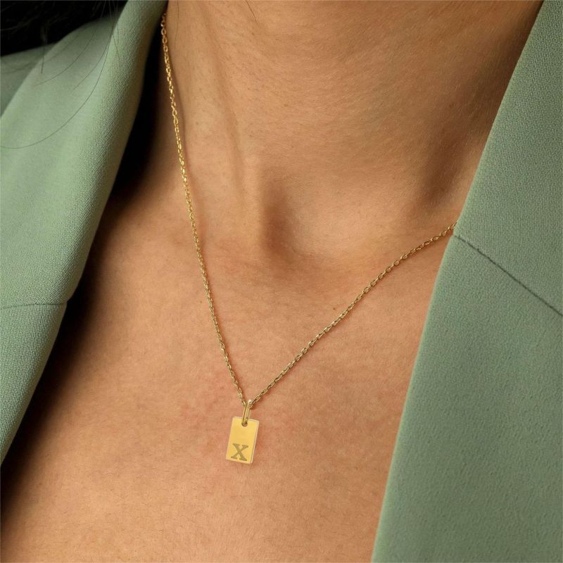 Cross-Border Hot Selling 26 English Alphabet Pendant Accessories Stainless Steel Gold-Plated Charms DIY Jewelry Accessories Wholesale