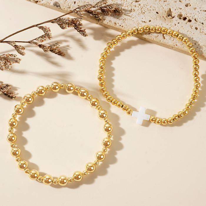 Niche Design Light Luxury Gold Beaded Bracelet for Women Multi-layer Vintage Metal Style Hand Jewelry Hot-selling Acc...