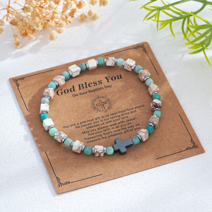 1688 Hot Sale Multicolor Beaded Cross Bracelet Trendy Jewelry Wholesale Best-Selling Item Preferred for Stocking