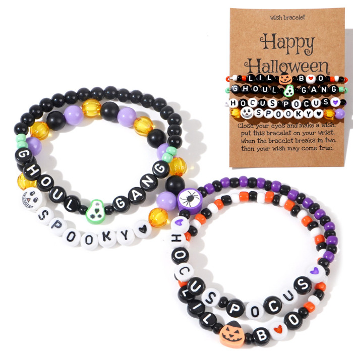 Halloween Pumpkin Ghost Hand-painted Beaded Bracelet DIY Creative Ghost Theme Exclusive In-stock Jewelry