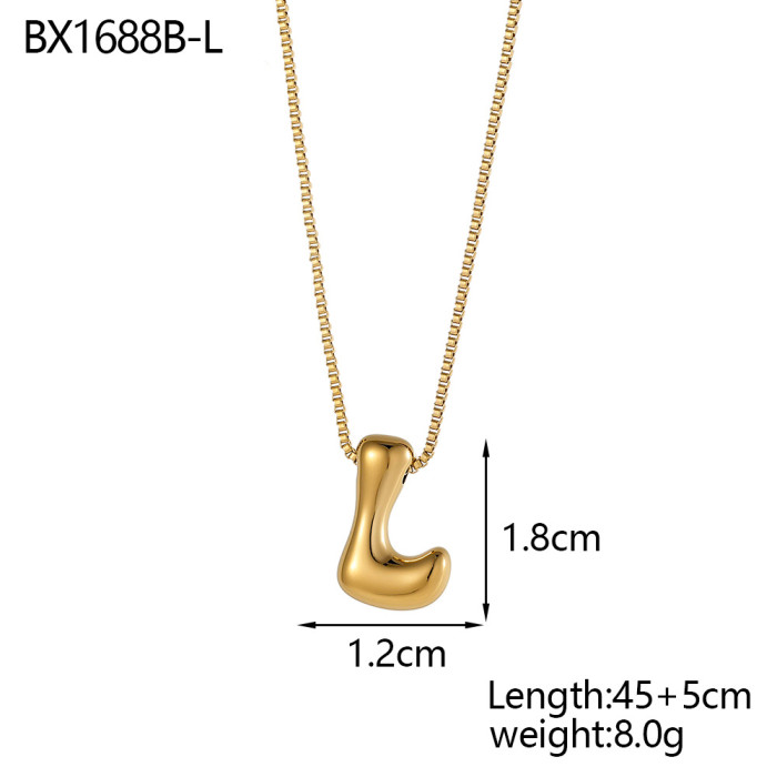 Amazon Hot-Selling Fashion Simple Niche Glossy Balloon Bubble 26 English Letters Elegant Versatile Necklace