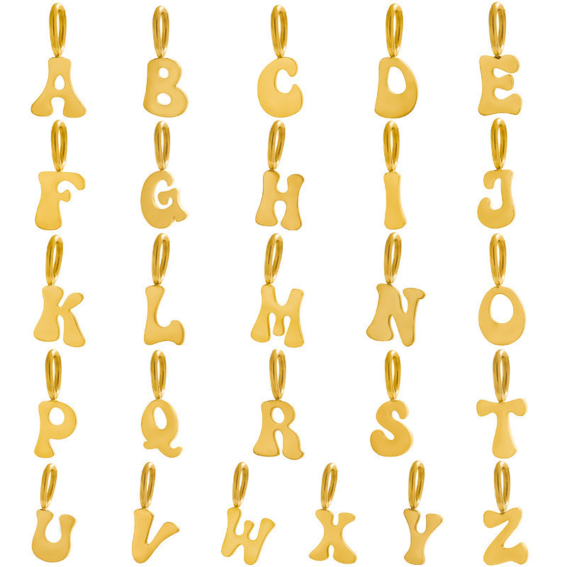 Cross-Border European and American Stainless Steel Fashion 26 English Small Exquisite Letters Any Matching Jewelry Accessories Wholesale