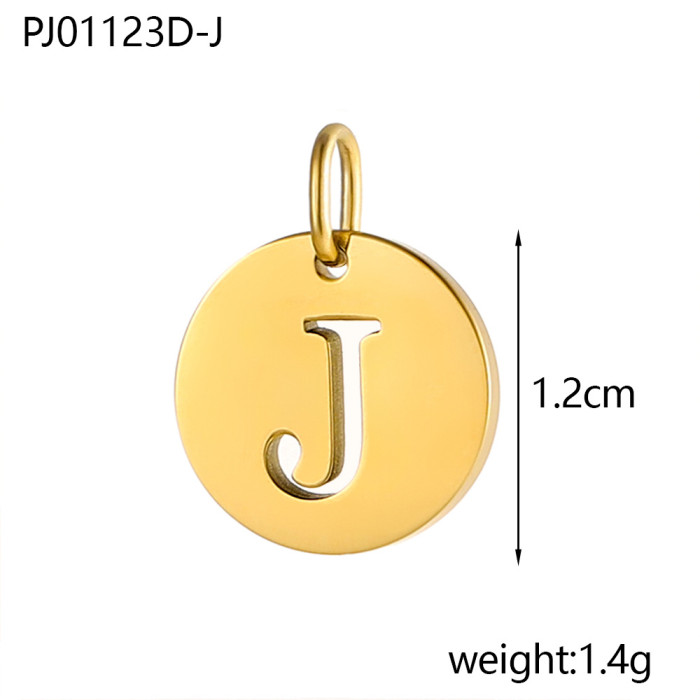 Baita Trendy Stainless Steel Round Plate 26 Letters Hollow Letters DIY Pendant Accessories Wholesale, Necklaces