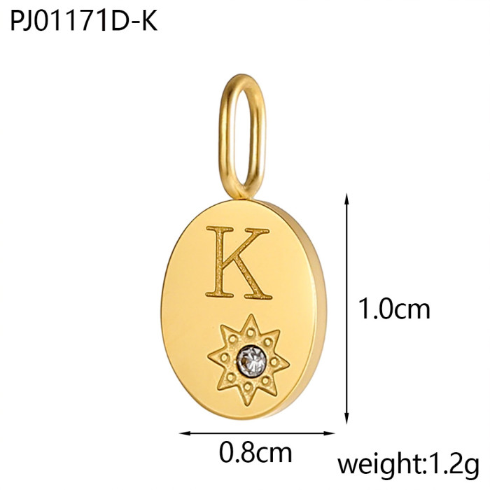 Amazon Hot-Selling Stone-Studded Heart 26 Letter Pendant Necklace Earrings Pendant DIY Accessories Wholesale