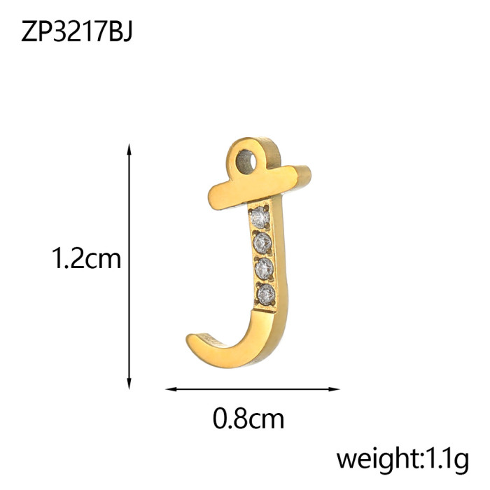 Amazon Foreign Trade Bestseller Stainless Steel Micro Pave Zircon 26 Letter Pendants DIY Jewelry Accessories Wholesal...