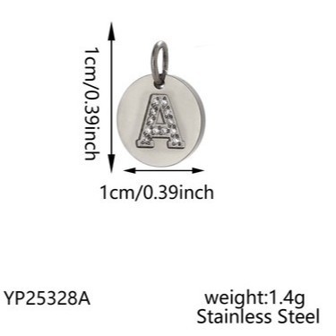 Cross-Border Hot-Selling Fashion Simple Light Luxury Versatile 14K Round Pendant with Diamond-Studded Letter Pendant Accessories for Daily Wear