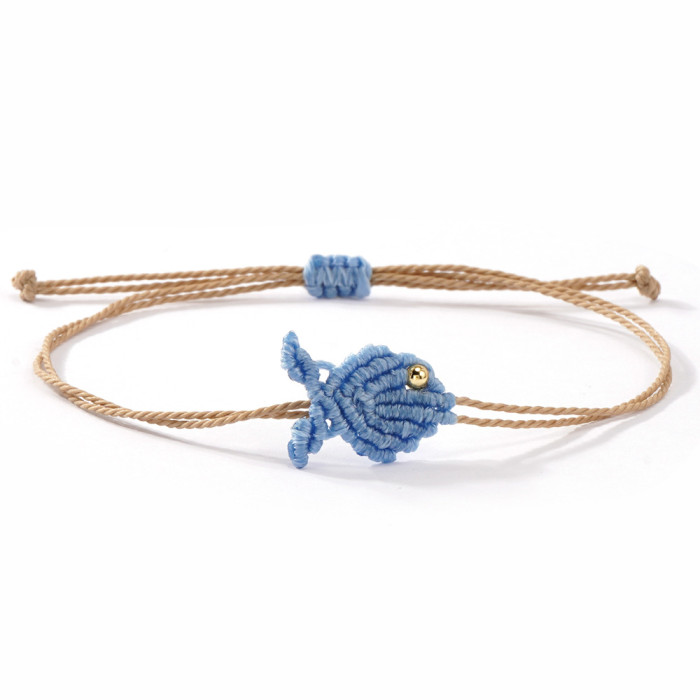 Ins Niche Ethnic Style Wax Thread Bracelet Colorful Rope Braided Small Fish Shape Adjustable for Women Best Friend Ha...