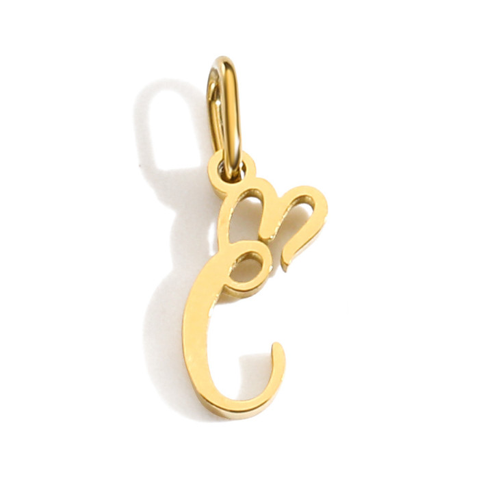 Hot-Selling Fashion Simple 26 Letters Versatile Stainless Steel DIY Necklace Pendant Accessories Jewelry Wholesale