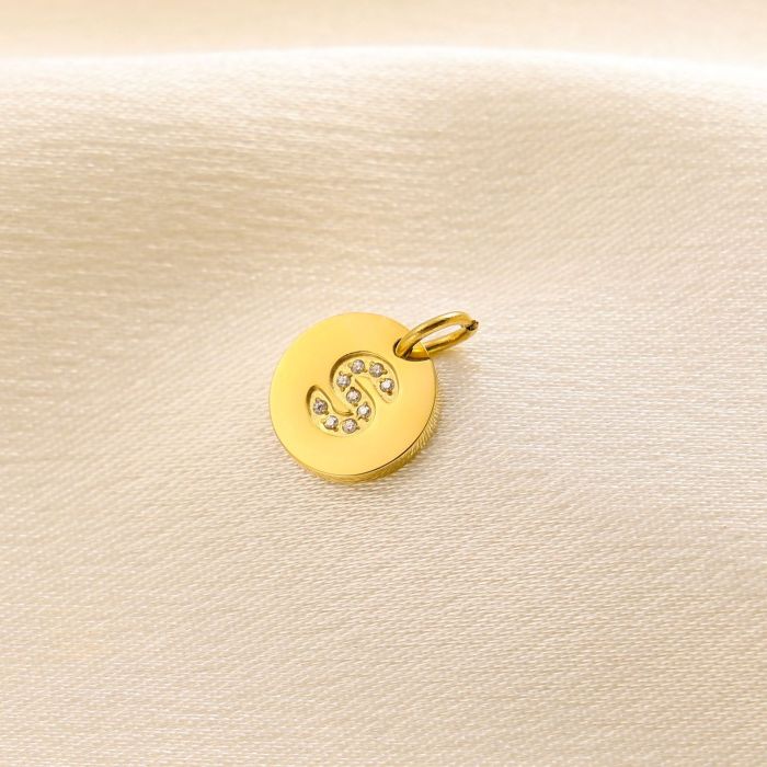 Hot-Selling Fashion Simple Light Luxury Versatile 14K Round Pendant with Stone-Studded Letter Pendant Accessories f...