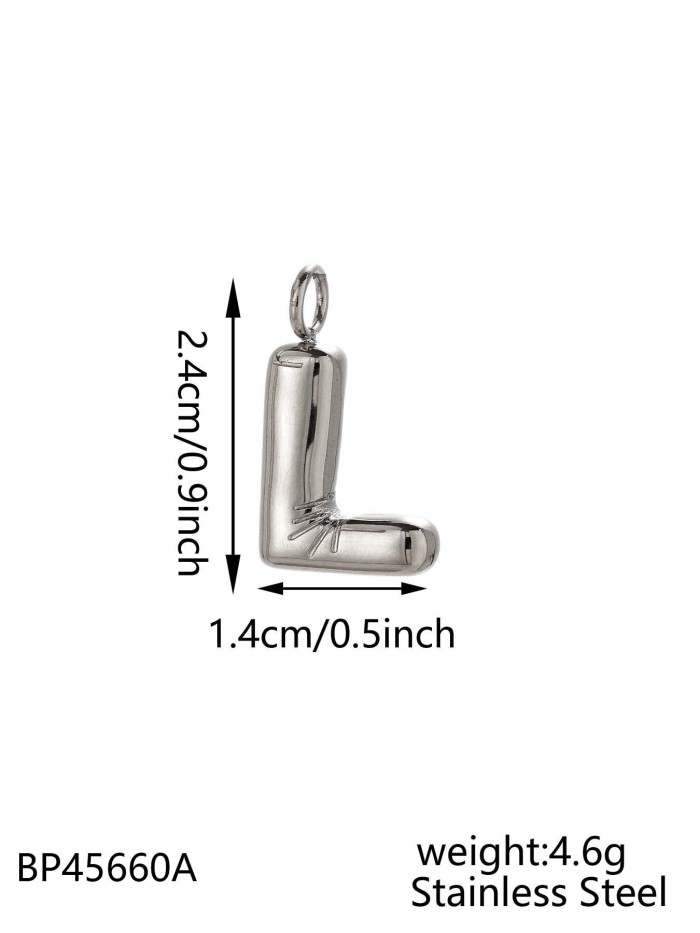 Hot-Selling Fashion Stainless Steel Chubby Bubble Steel Color 26 Letters New Playful Design Letter Accessories, Jewelry