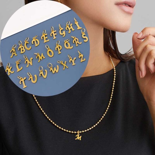 European and American Cross-Border Hot-Selling New 26 English Letters Personalized Ins Style Stainless Steel Letter Accessories Jewelry Wholesale