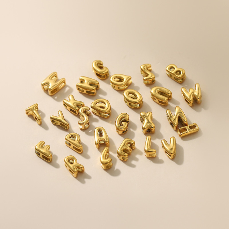 European and American Cross-Border Hot Sale Hollow Small Letter Pendant Stainless Steel 18K Gold Plated Elegant Personality Mini Accessories Wholesale