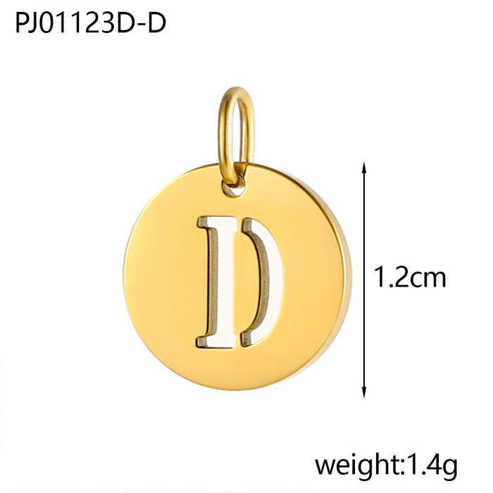 Baita Trendy Stainless Steel Round Plate 26 Letters Hollow Letters DIY Pendant Accessories Wholesale, Necklaces